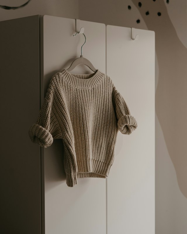 Pull en grosse maille beige